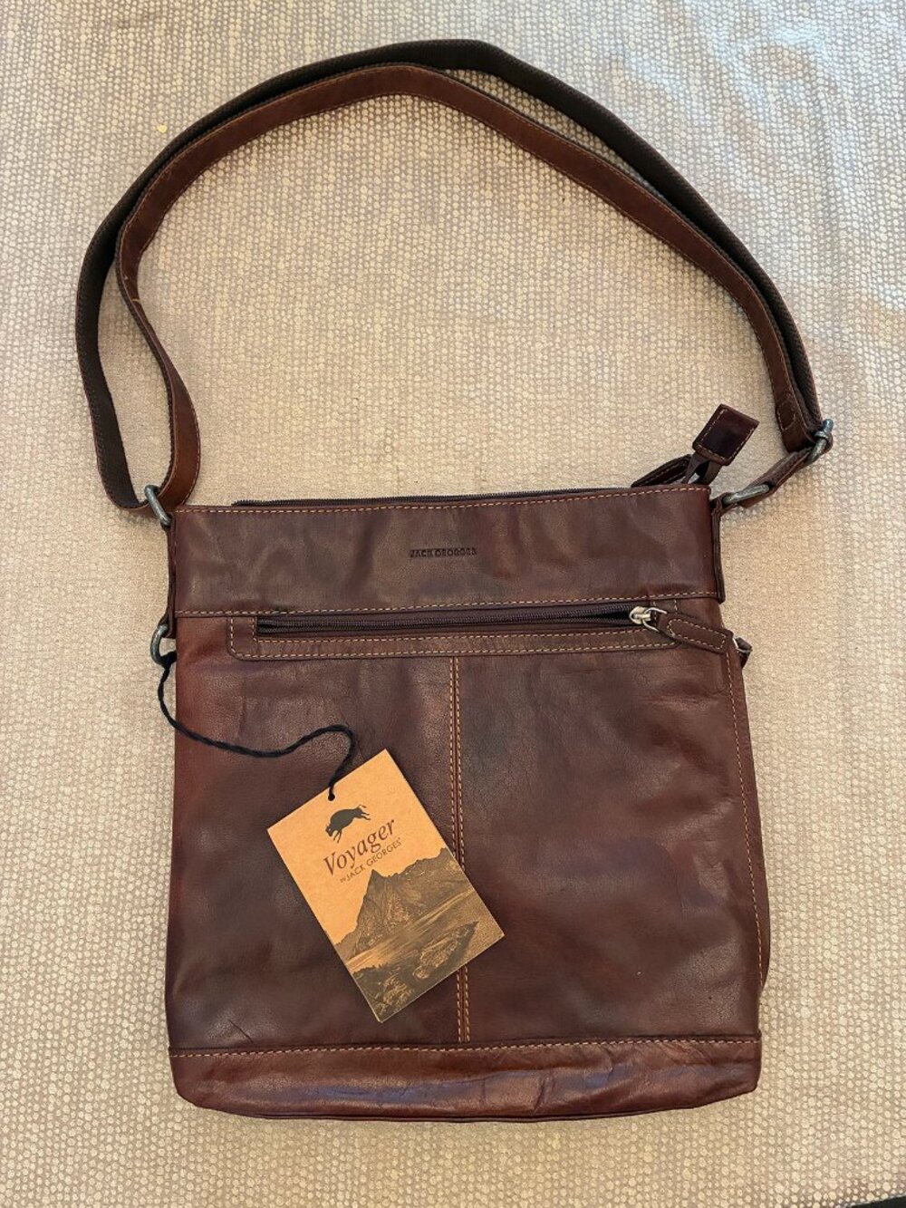 Jack Georges Voyager Collection Handmade Small Buffalo Leather Messenger Bag